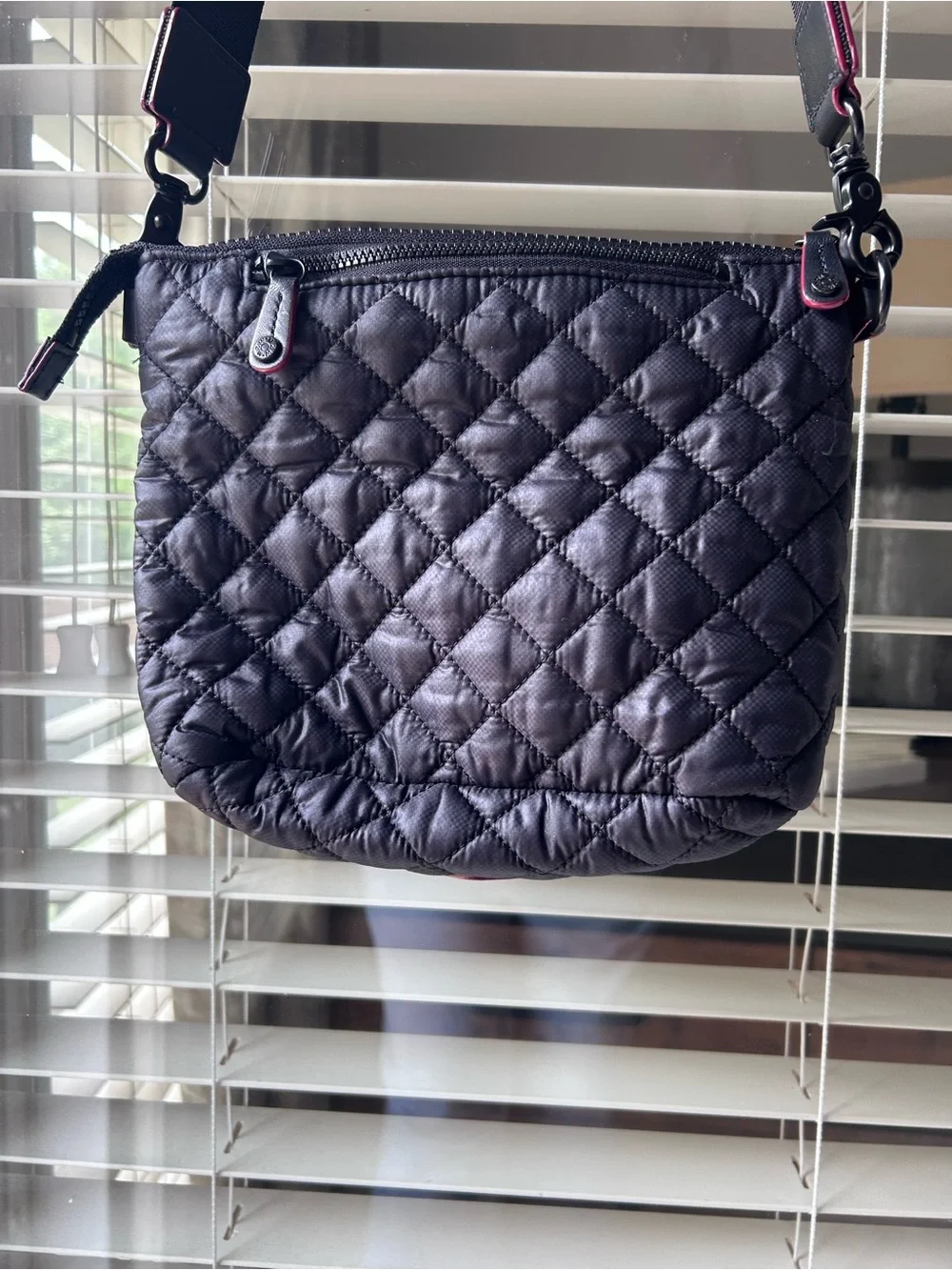 MZWallace Blk Quilted Small Metro Crossbody w/Interior/Exterior Pockets &Strap.